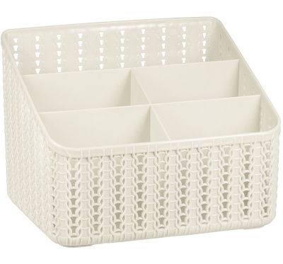 Органайзер  ВЯЗАНИЕ 5 секций "Белый ротанг" 19х15х14см
