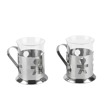 Набор стаканов 2шт. 200мл в подстаканнике