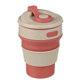 Стакан складной с крышкой 350мл 12.7х8.8см силикон полипропилен