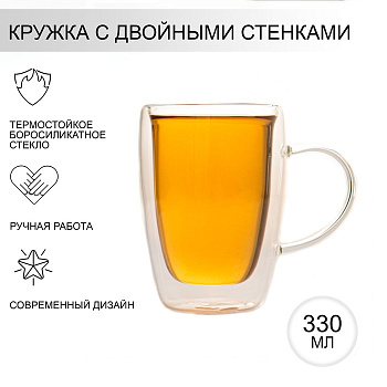 Кружка «Дуо» 330мл стекл. двойные стенки (80) Кружка «Дуо» 330мл стекл. двойные стенки (80)