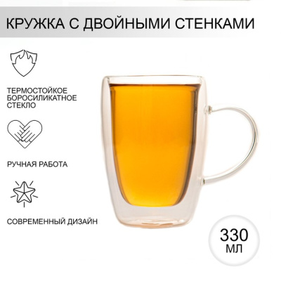 Кружка «Дуо» 330мл стекл. двойные стенки (80)