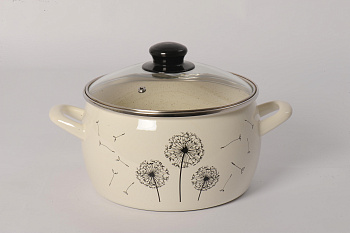 Кастрюля эмал.  "Одуванчик" 4л 20см Кастрюля эмал.  "Одуванчик" 4л 20см