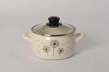 Кастрюля эмал.  "Одуванчик" 2.4л 16см