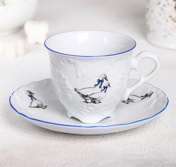 Пара кофейная  100мл  Рококо "Гуси" Пара кофейная  100мл  Рококо "Гуси"