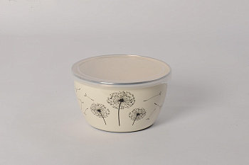 Миска эмал. с пласт. крышкой "Одуванчик" 1.7л 16см Миска эмал. с пласт. крышкой "Одуванчик" 1.7л 16см