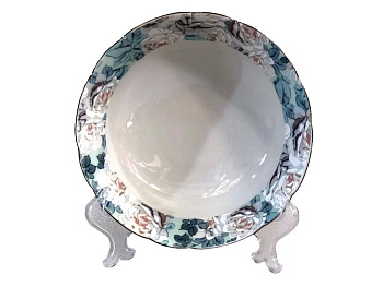 Салатник 20см 750мл  "Голубая роза,отводка платина"