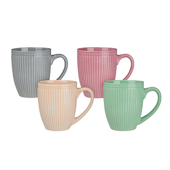 Кружка 380мл цветной рельеф   микс 4цв.