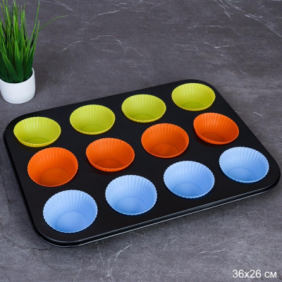 Форма металл + силикон для кексов 12 ячеек 36х26
