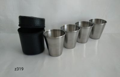 Набор стаканов средних в чехле 4шт. 80мл нерж.