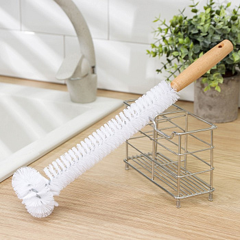 Ёрш для посуды  Meli 36*6см бамбуковая ручка замшевая петелька