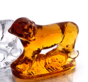 Декоративное изделие  "Тигр" h70 100мм Янтарный