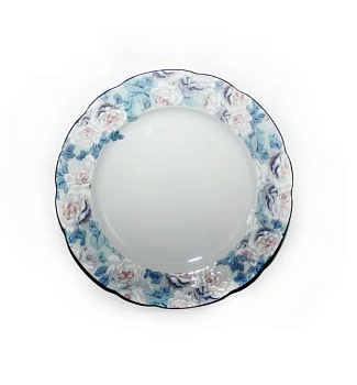 Тарелка 21см "Голубая роза,отводка платина"