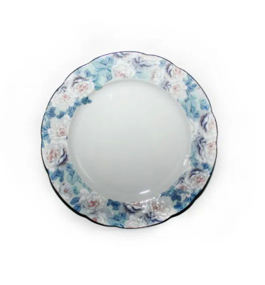 Тарелка 21см "Голубая роза,отводка платина"