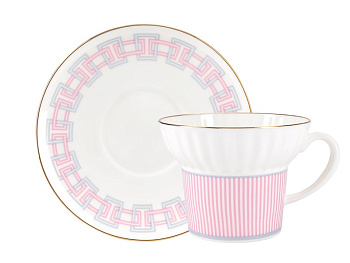 Чашка с блюдцем  155мл "Геометрия 5" ф.Волна  костяной фарфор