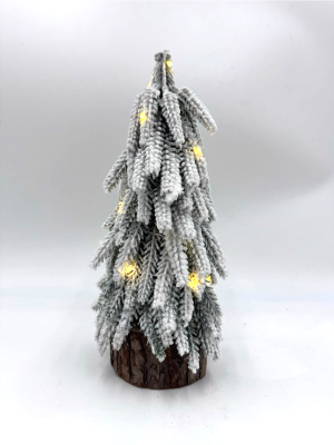 Елка маленькая  в снеге с гирляндой 25см