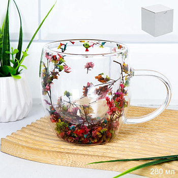 Кружка 280мл двойное дно Сухоцветы