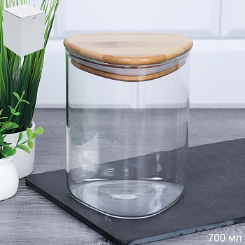 Банка треугольник бамбуковая крышка 700мл