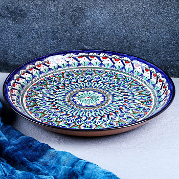 Блюдо ляган  Риштан  «Узоры» d36см