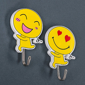 Набор крючков на липучке «Бегущий смайлик» 2шт.   МИКС