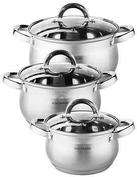 Набор кастрюль  нерж.  2.1л 16 см, 3.1л 18см, 4.1 л 20см Набор кастрюль  нерж.  2.1л 16 см, 3.1л 18см, 4.1 л 20см