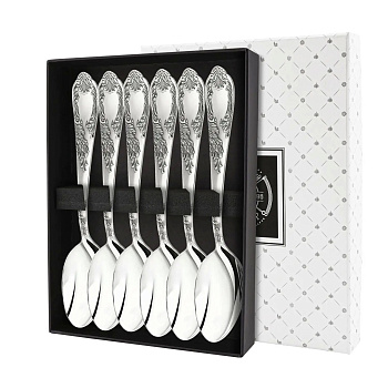 Набор чайных ложек "Классика" с чернью 6пр. + футляр