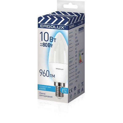 Лампа светодиодная   Свеча 10Вт E14 4000K 220-240В LED-C35-10W-E14-4K