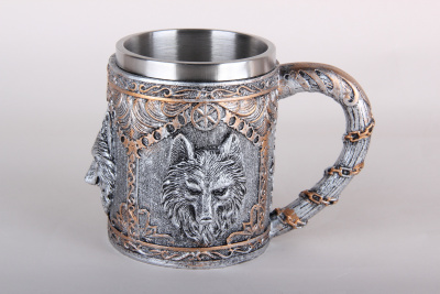 Кружка 400мл "Волк"  нерж керамика