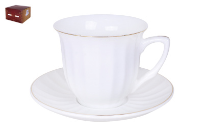 Пара чайная 220мл "Золотой лёд" ф.ребристая  TC03-220 (24)