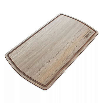 Доска для сервировки с желобом 37х21см травертин капучино