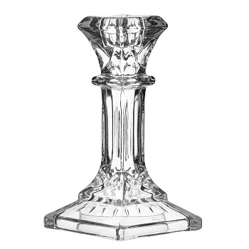 Подсвечник стекло на 1 свечу "Колонна с прямоугольная" прозрачный 16.5х8.3см