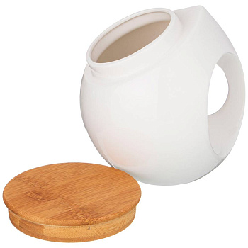 Банка для сыпучих боковая 14*14*14см 850мл фарфор/бамбук