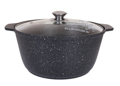 Кастрюля жаровня 5л  "Темный мрамор" стекл. крышка