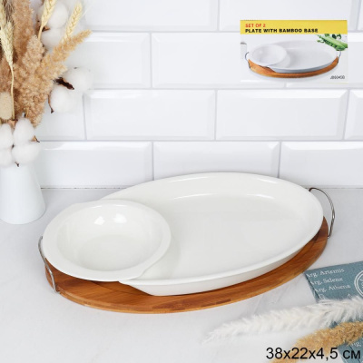 Менажница 38*22*4.5см на деревянной подставке