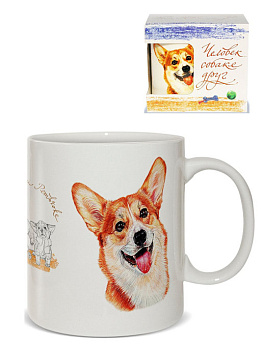Кружка 420мл  «Человек собаке друг» "Вельш-корги"   под.уп. костяной фарфор