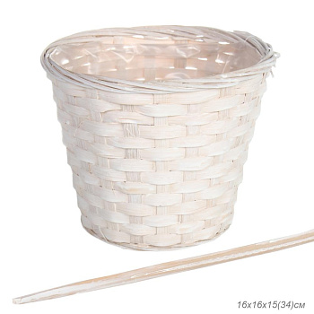 Корзина плетеная 16*16*15/34см с ручкой