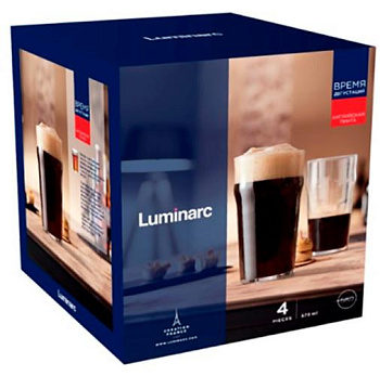 Набор стаканов для пива ВРЕМЯ ДЕГУСТАЦИЙ НОНИК АНГЛИЙСКАЯ ПИНТА 4шт 570мл