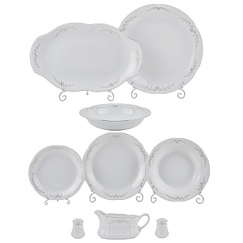 Столовый сервиз 24пр Камелия  "Серый орнамент"