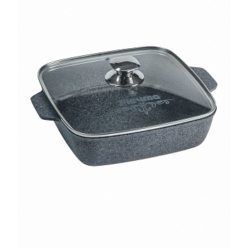 Жаровня квадратная 26*26см 3.5л Premium grey стекл. крышка